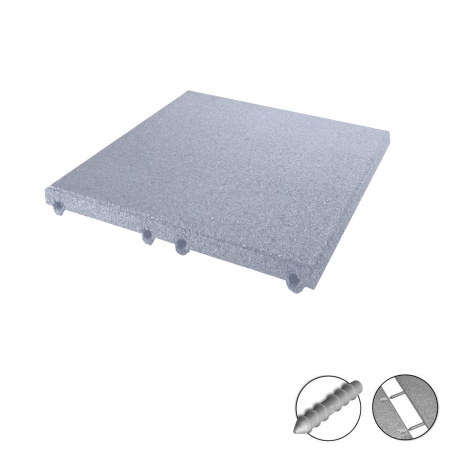 Gray rubber tiles 4 cm with drainage and system plug